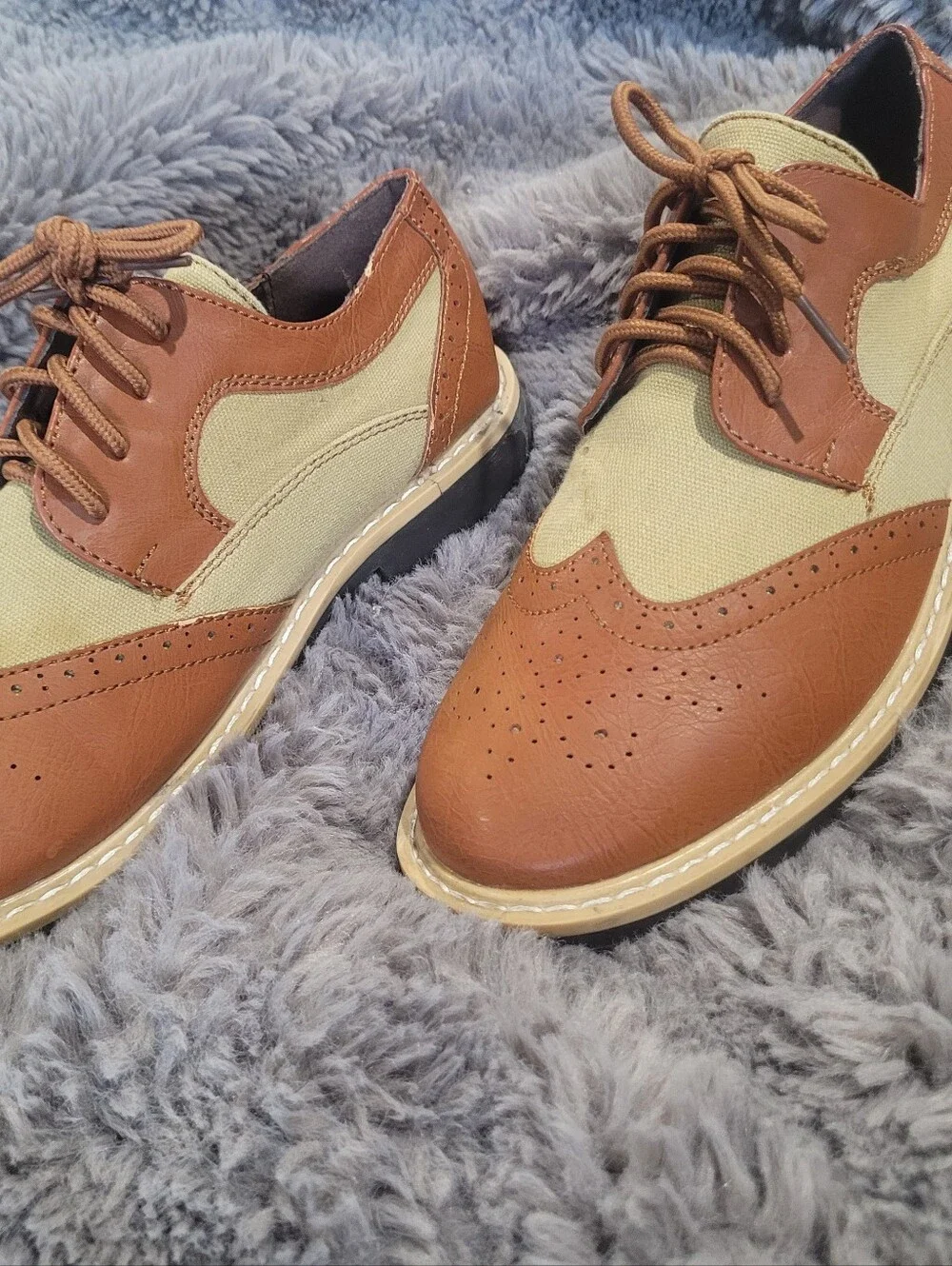 Kenneth Cole Reaction Kids Two-Tone Brown & Tan  Wingtip Oxford Shoes